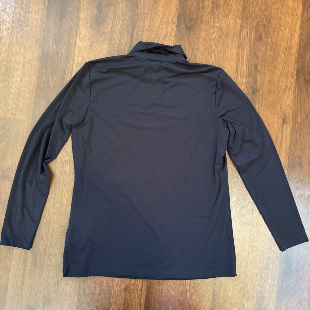 J McLaughlin Long Sleeve Turtle Neck Top Black Sz L Office Career Base Layer - Picture 2 of 7